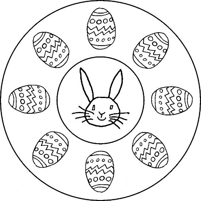 Huevos y conejito de pascua mandala
