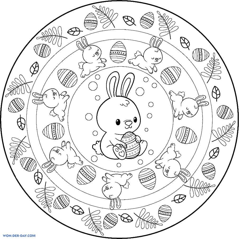 Mandala de Pascua con Conejo