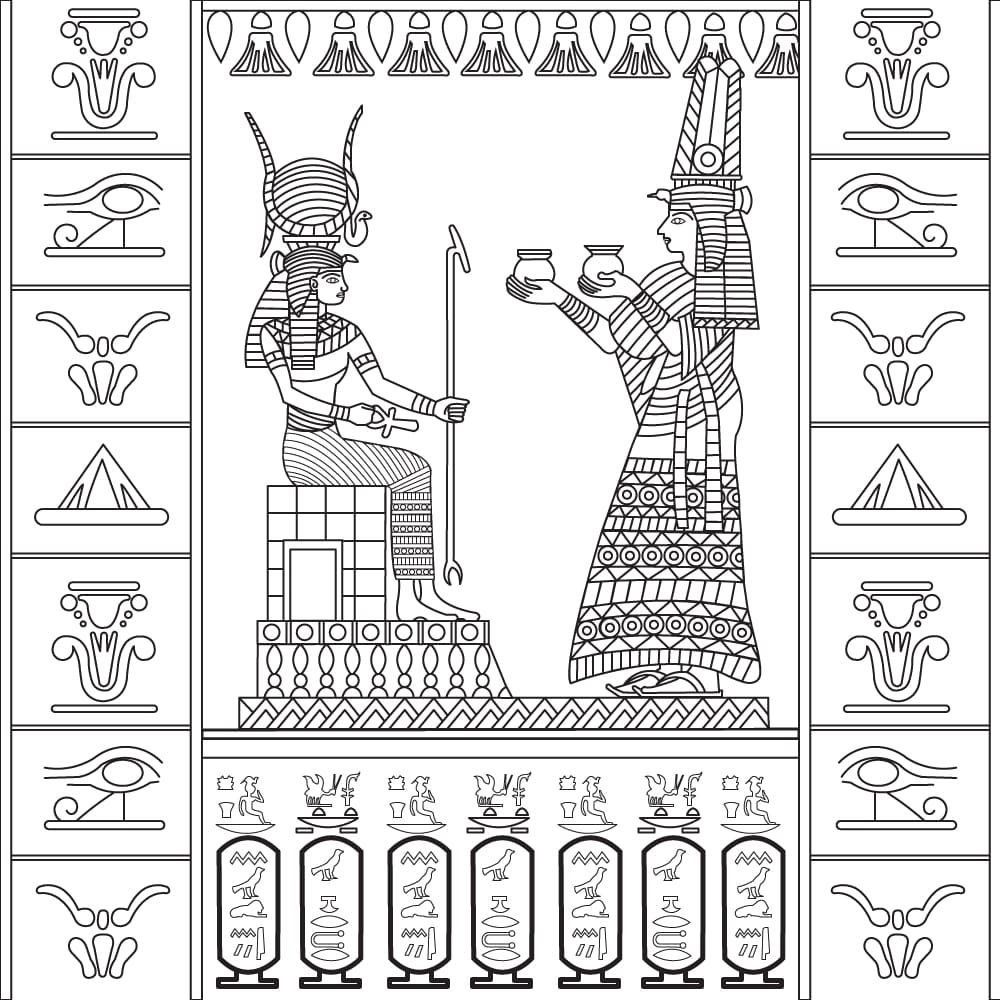 Libro para colorear complejo sobre el tema de Egipto