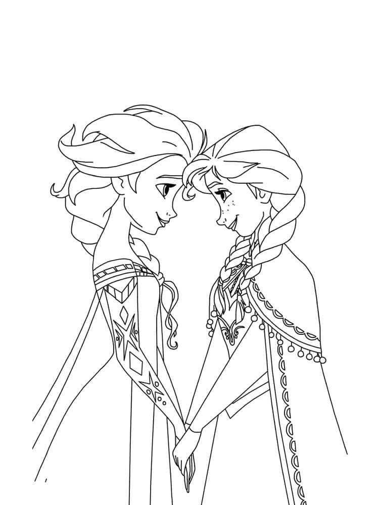 Dibujo de Elsa y Anna para colorear
