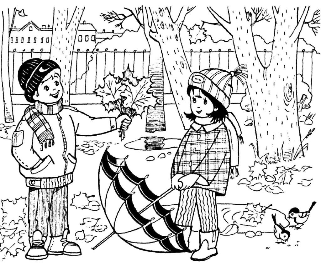 El niño recogió un ramo de hojas para su novia.