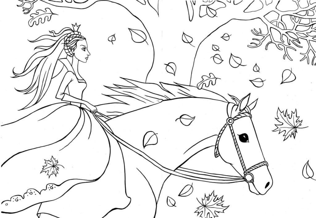 La princesa Otoño monta a caballo.