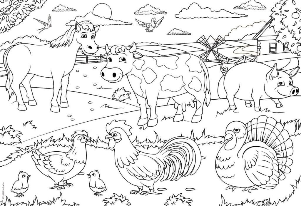 Todos los animales de granja en una imagen.