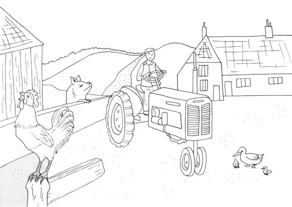 Los animales se encuentran con el conductor del tractor.