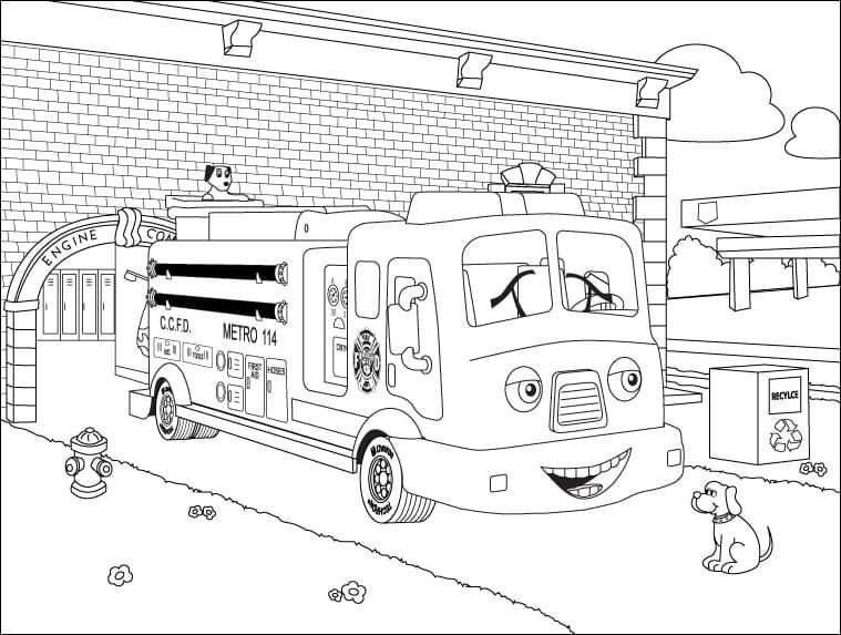 Camión de bomberos de dibujos animados