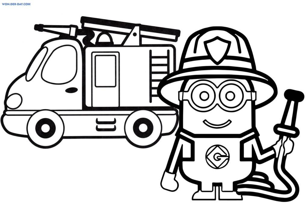 Minion y camión de bomberos