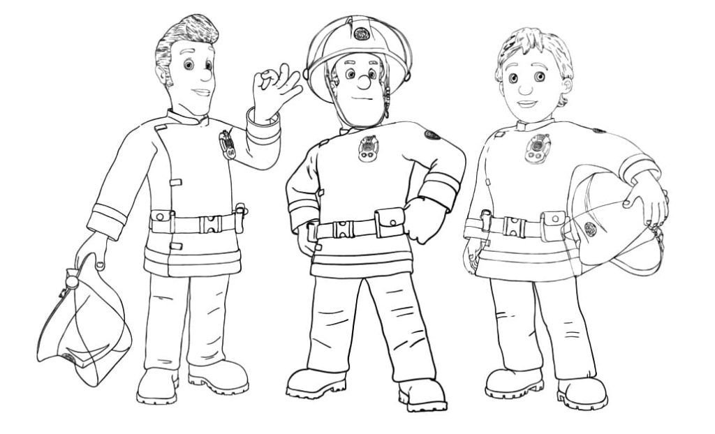 Sam y sus amigos del departamento de bomberos.
