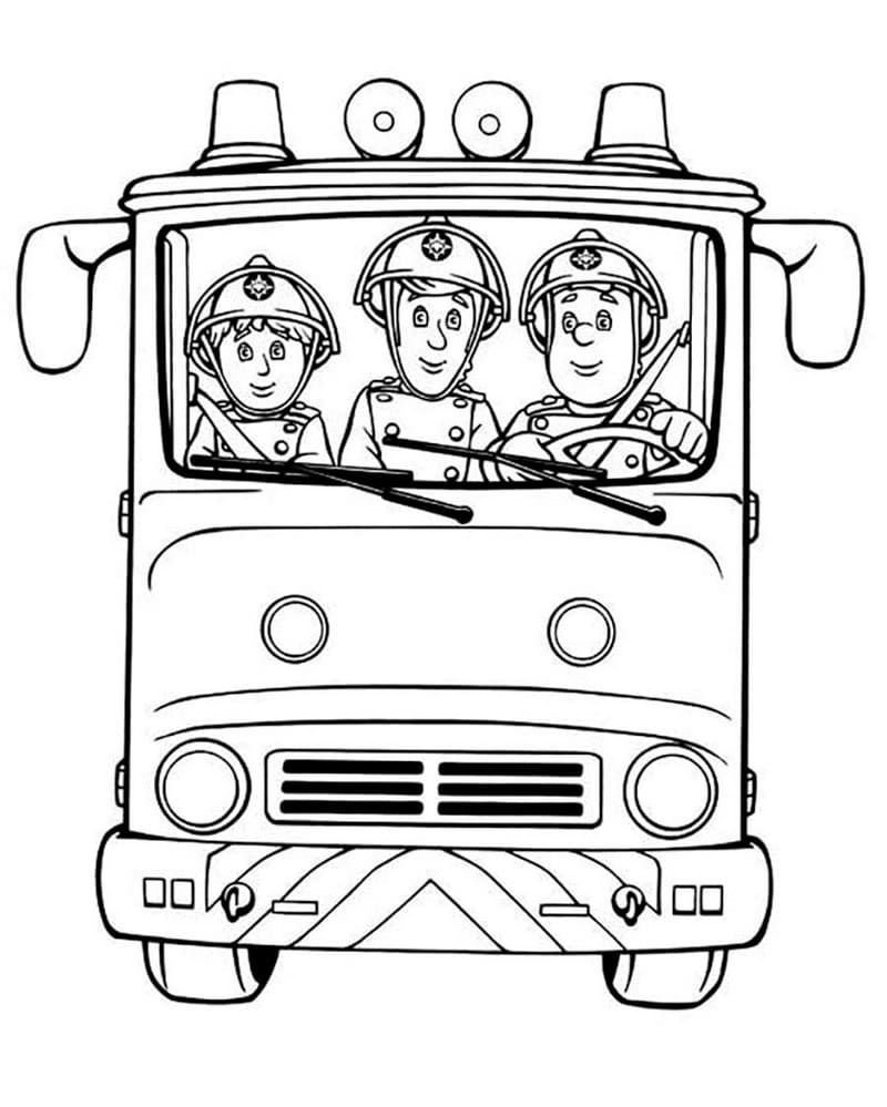 Sam y su equipo viajan en un camión de bomberos