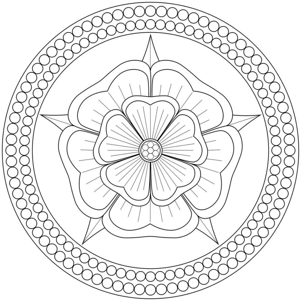 Mandala con flor y perlas