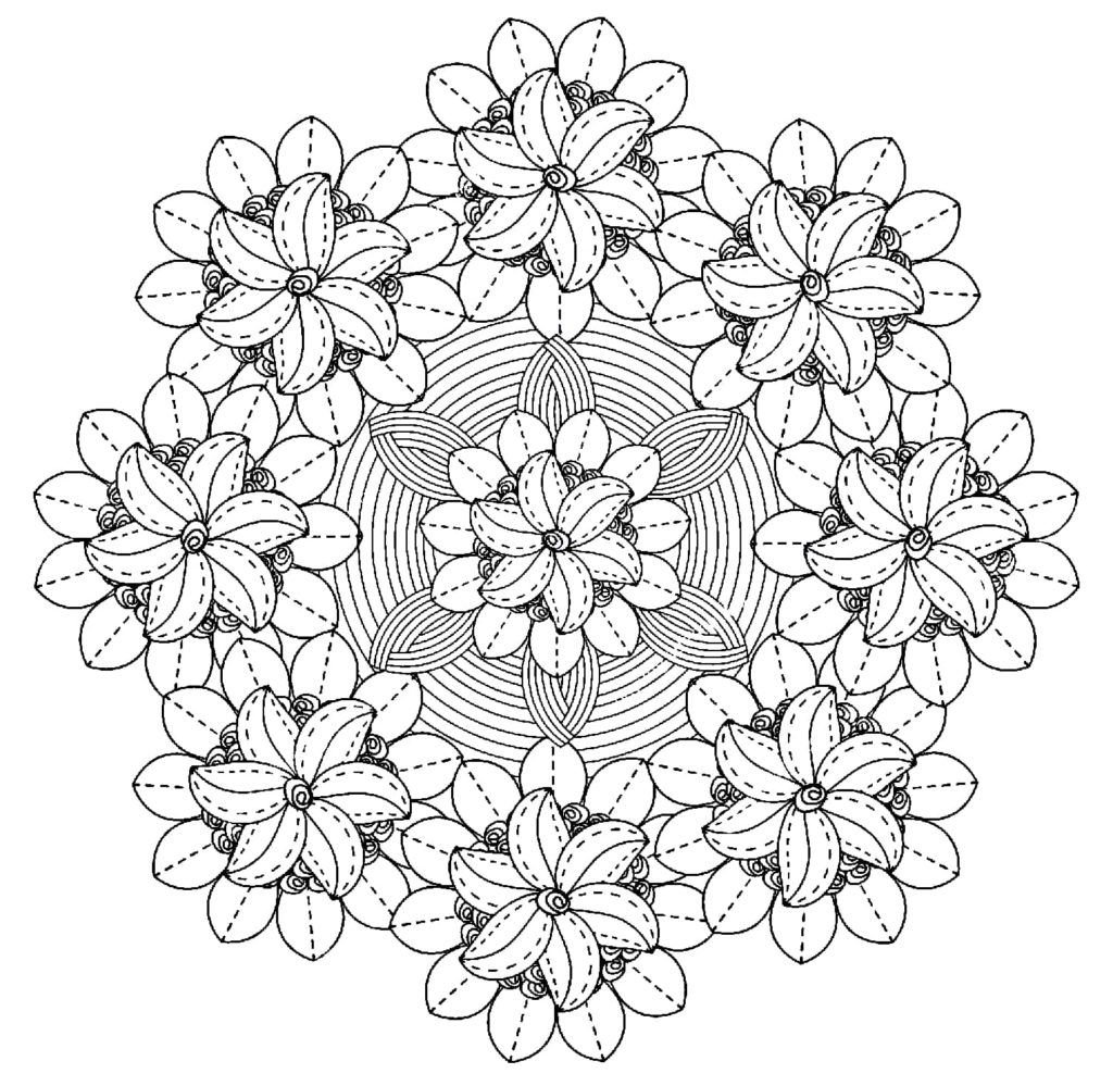 Flores de mandala en un cÃ­rculo