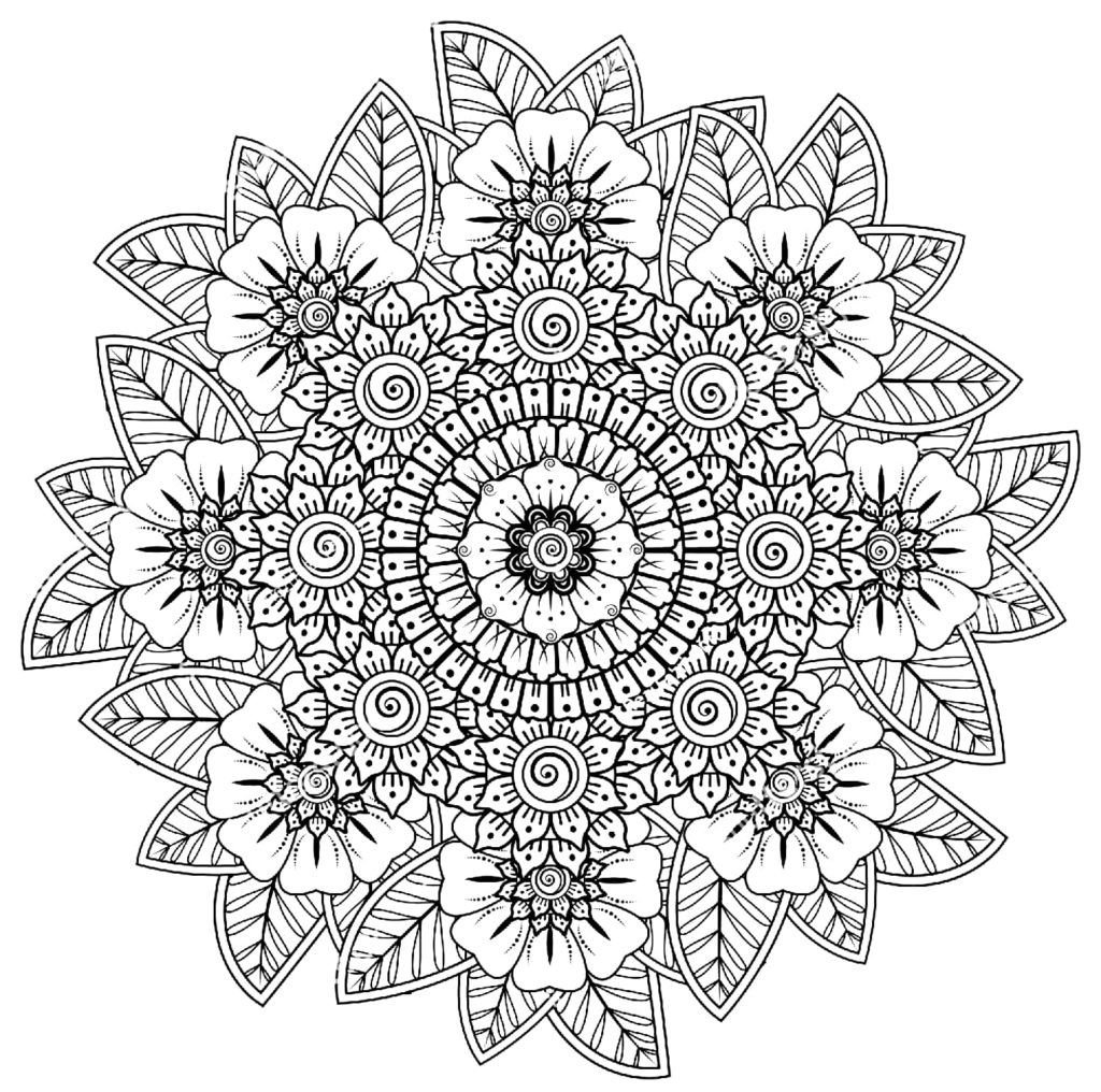 Mandala complejo con flores