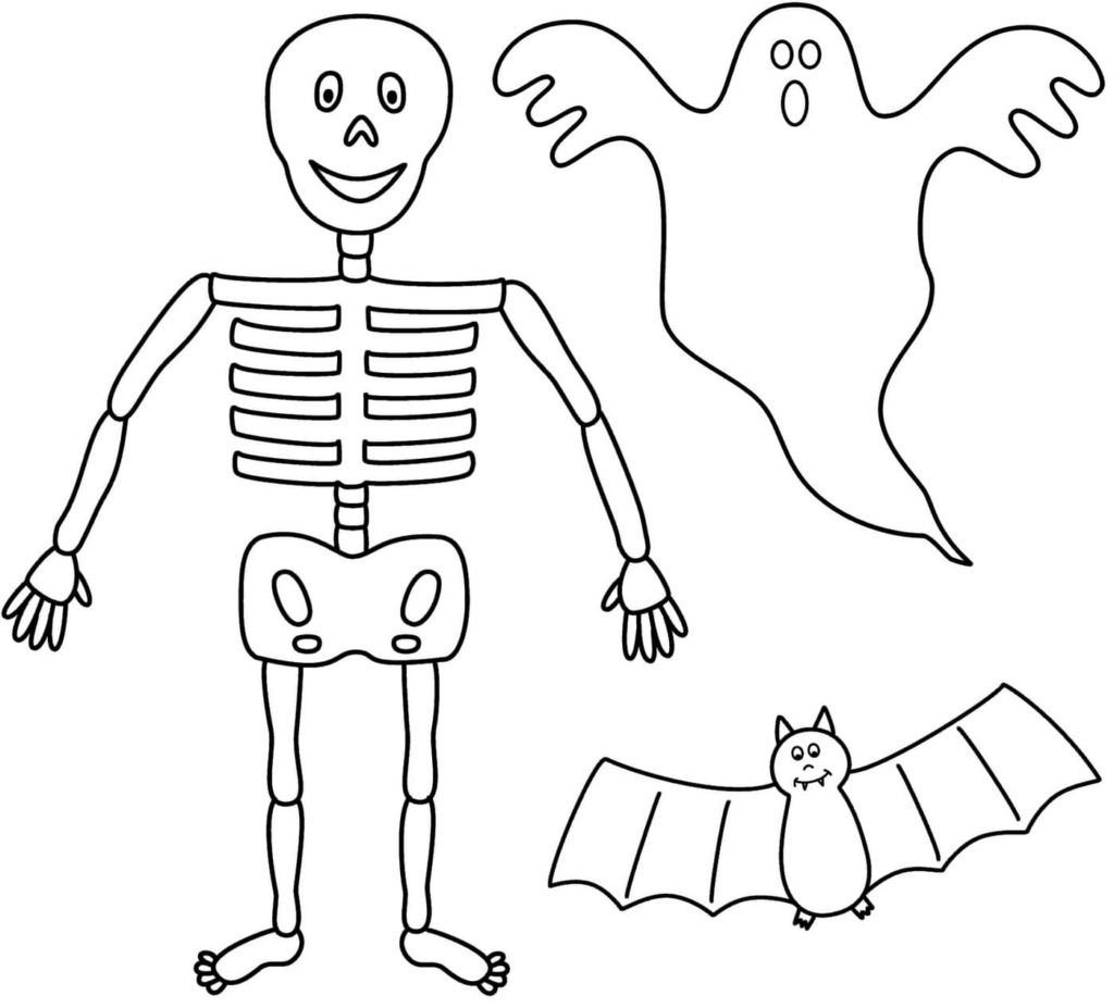 Esqueleto, murciÃ©lago y fantasma