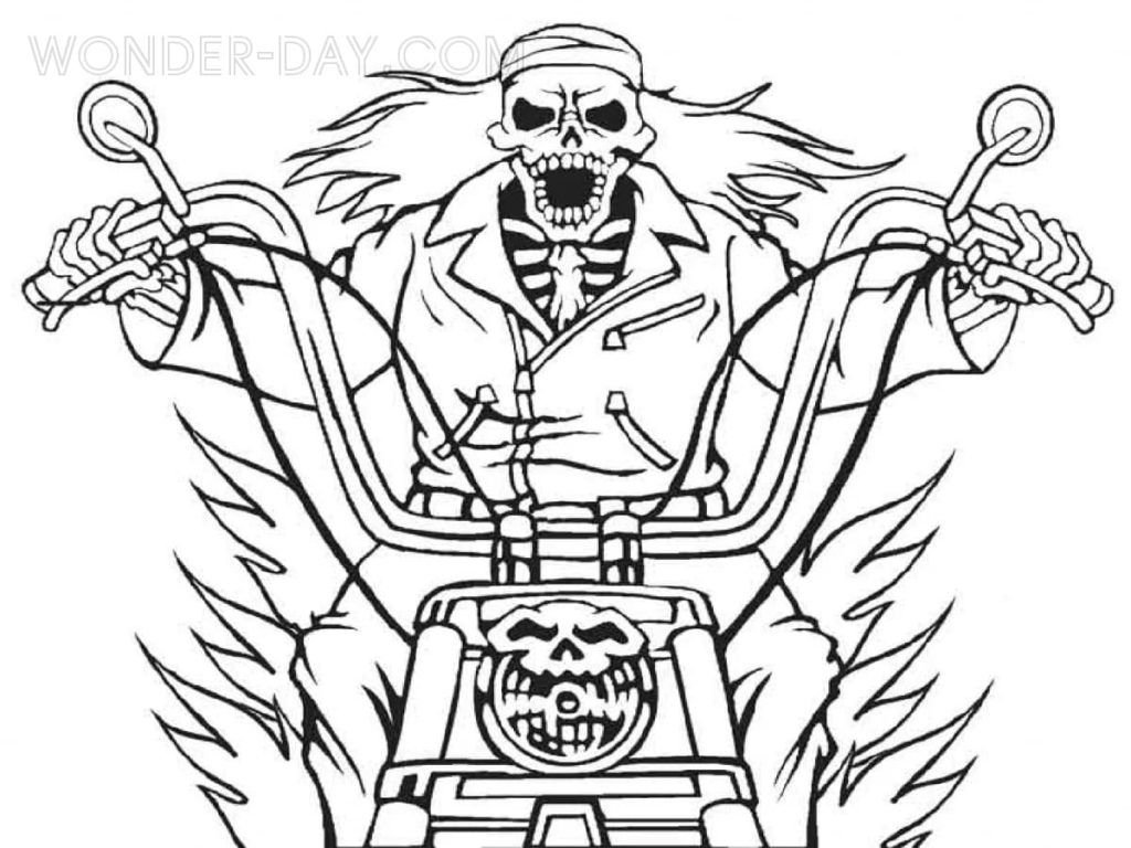esqueleto en moto