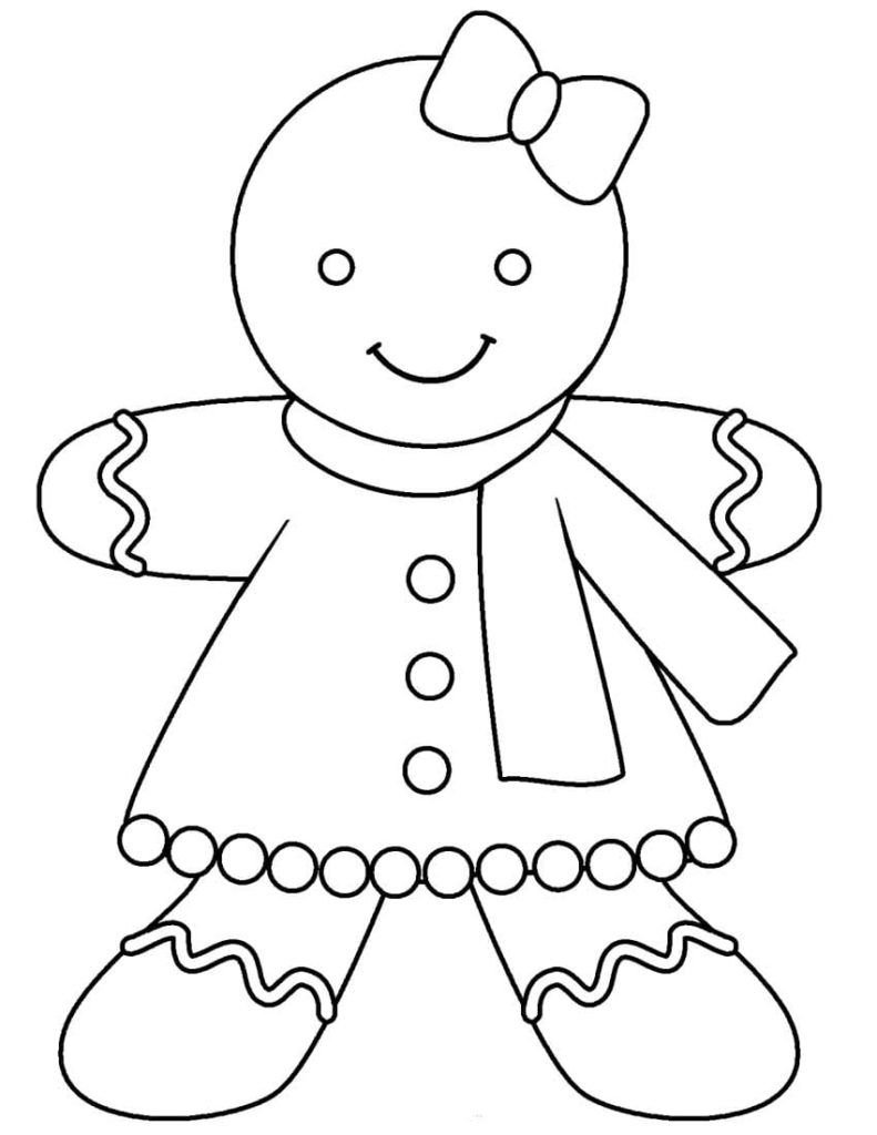 Hombre de pan de jengibre en forma de niña con un lazo