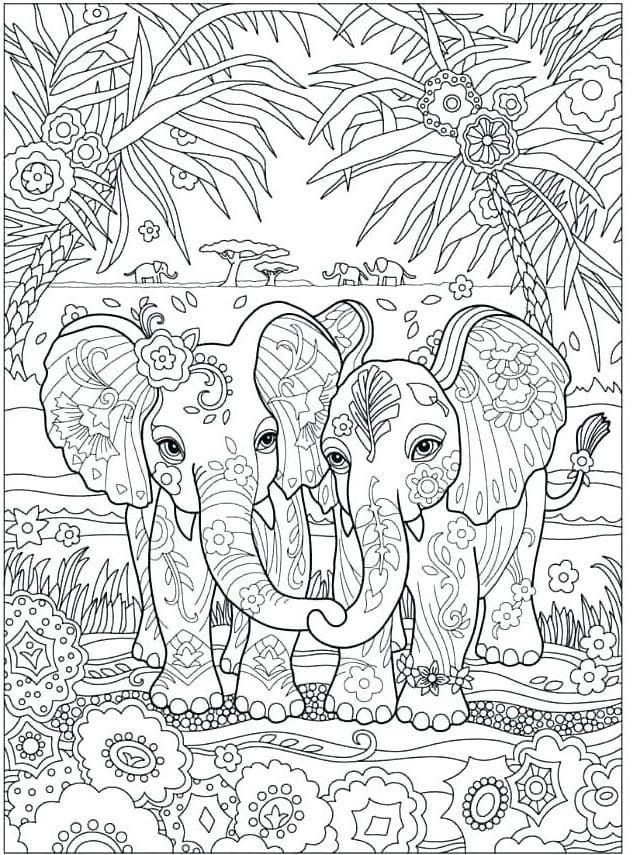 Hermosos elefantes en la jungla