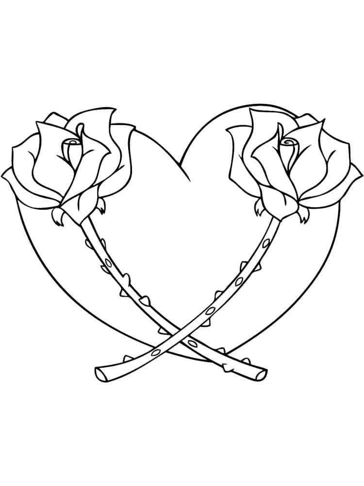 Corazón con dos rosas