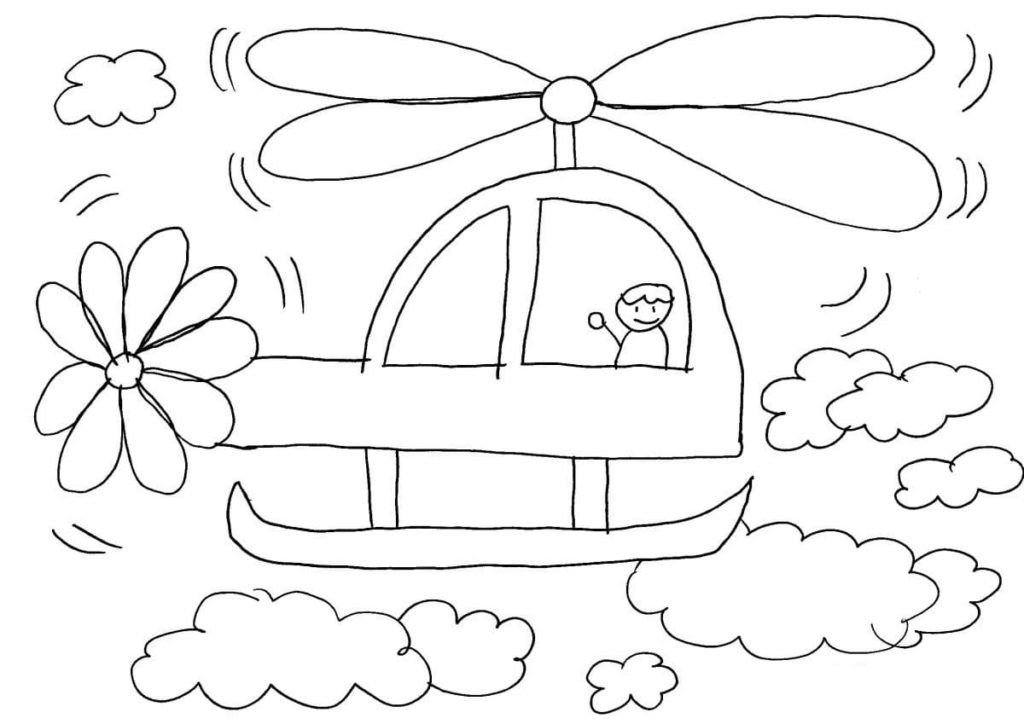 Página para colorear de helicópteros para niños de 3 a 4 años