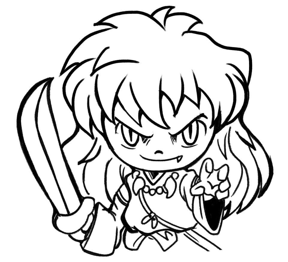 Chibi Inuyasha con una espada