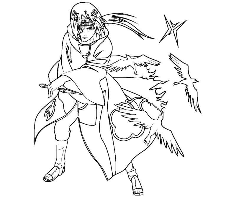 Itachi Uchiha con cuervos