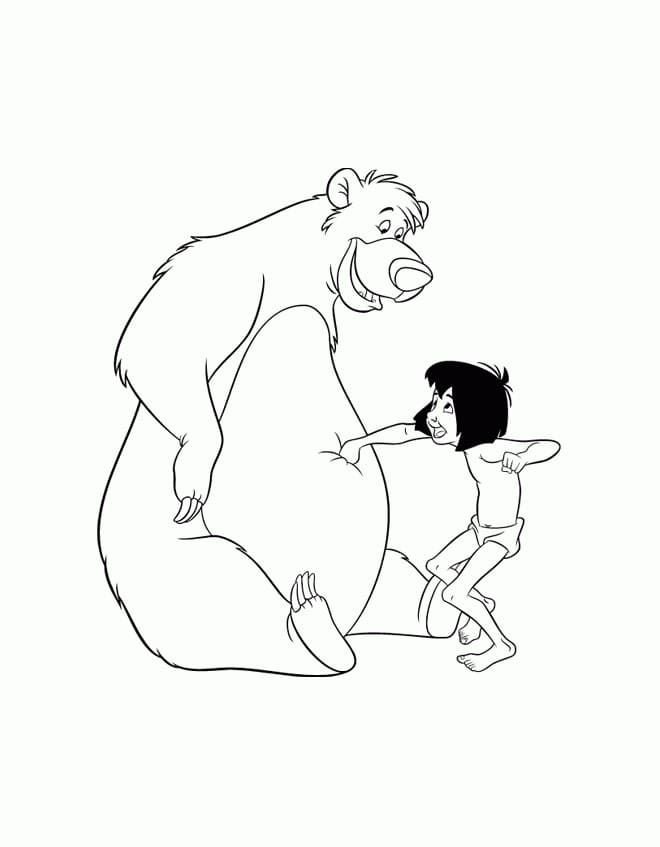 Mowgli juega con Baloo