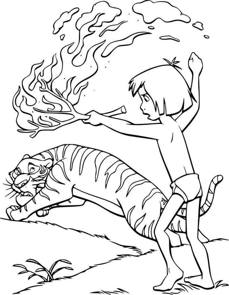 Mowgli persigue al tigre