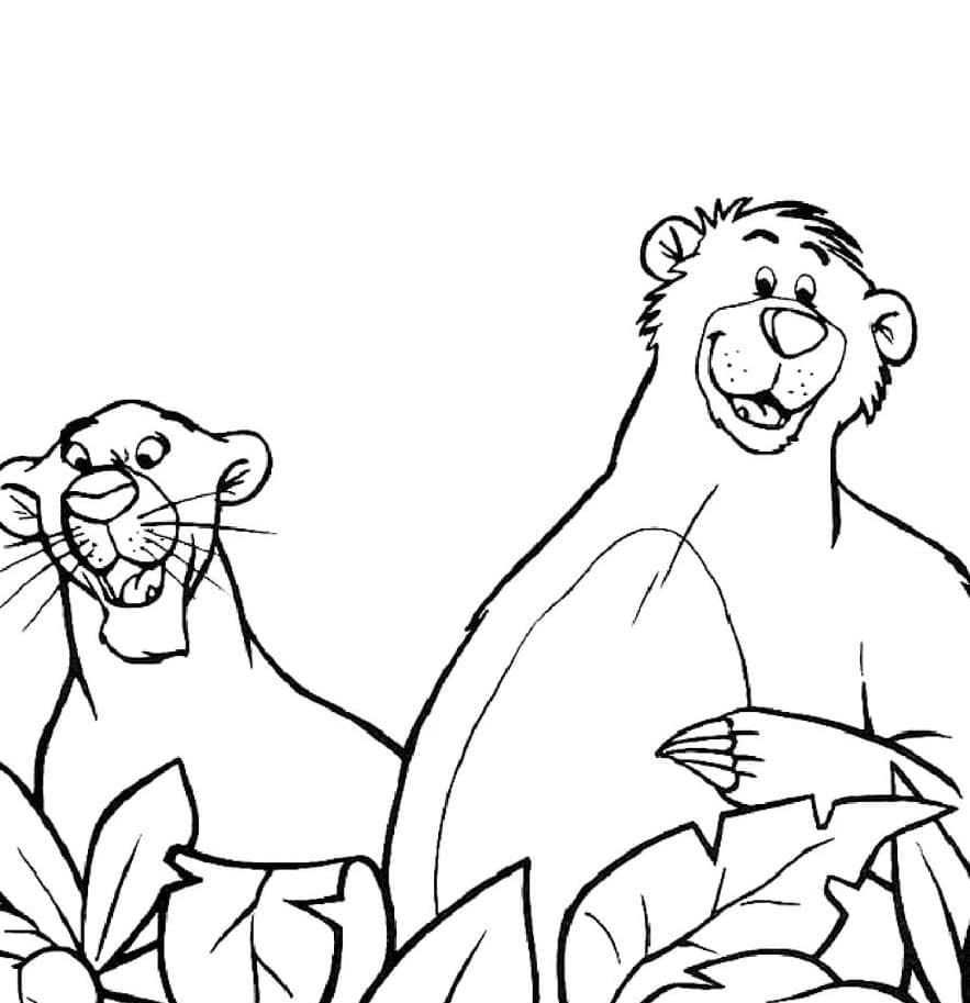Bagira y Baloo se escondieron en los arbustos.