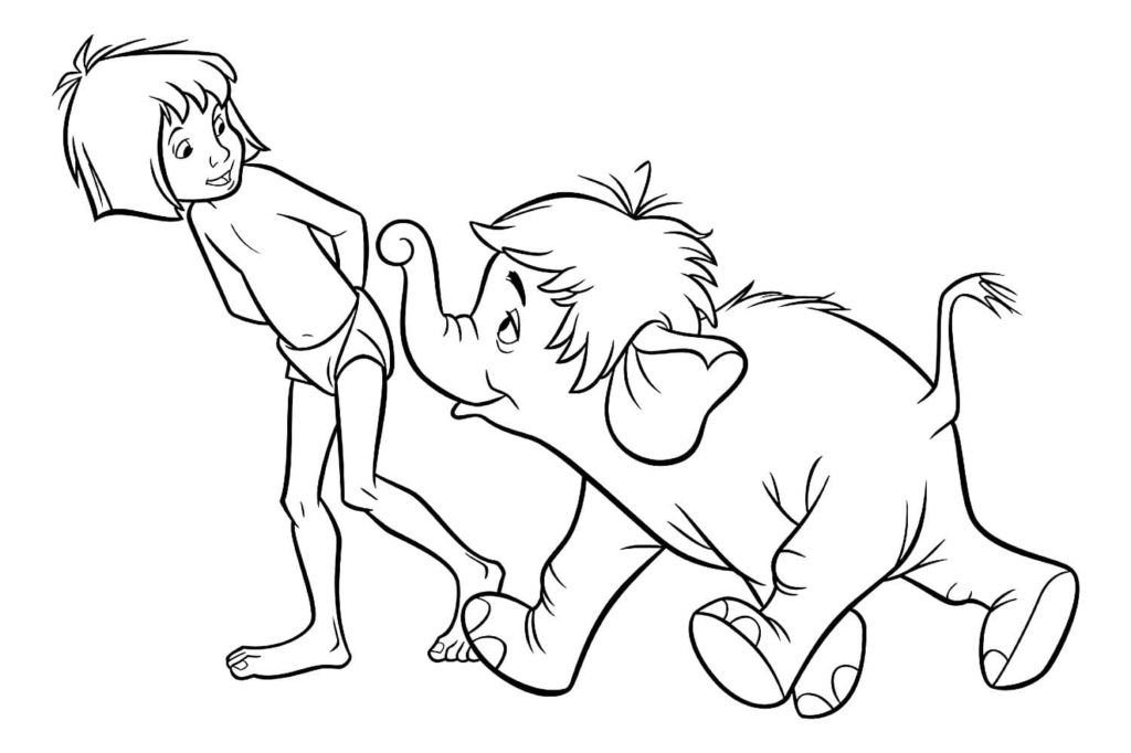 Bebé elefante quiere caminar con Mowgli