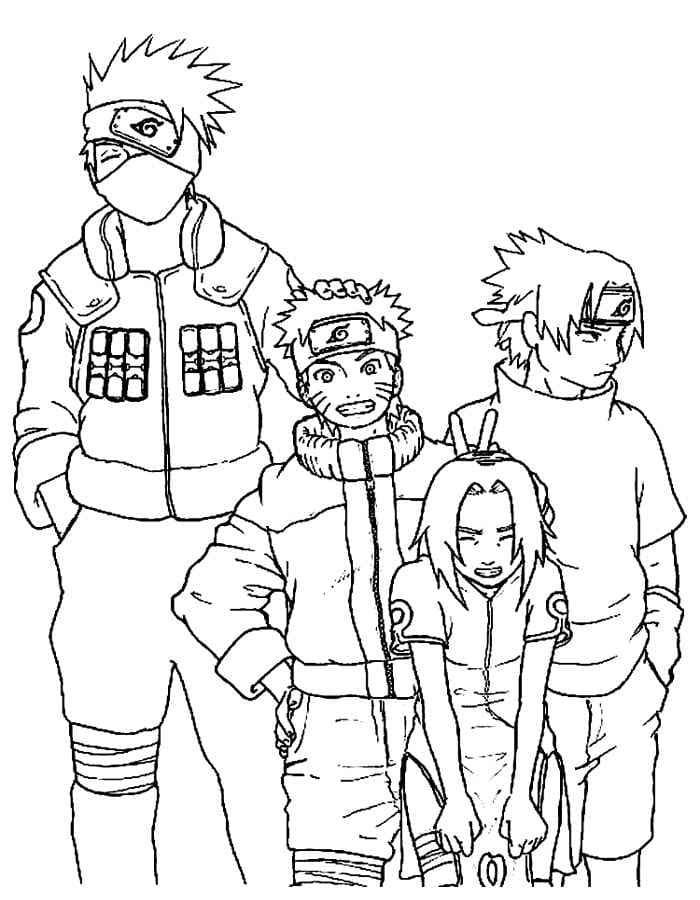 Kakashi, Naruto, Sakura y Sasuke