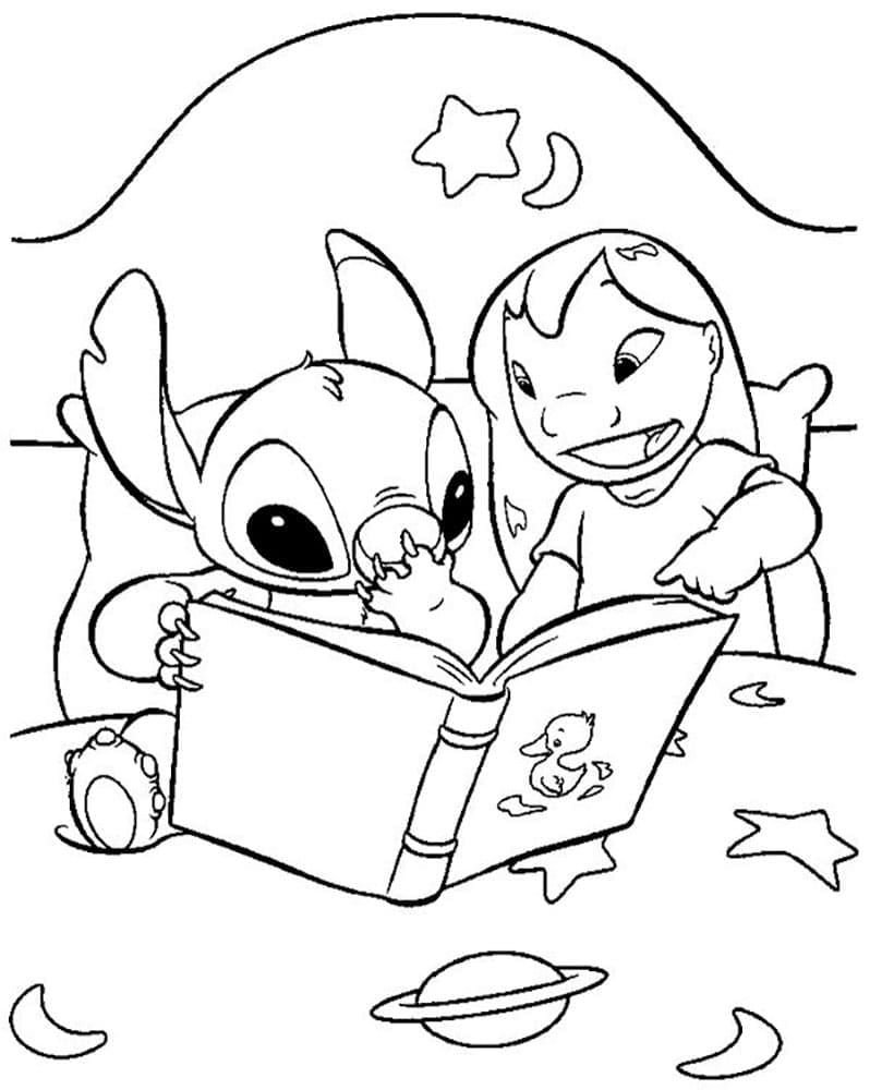 Lilo y Stitch estÃ¡n leyendo un libro