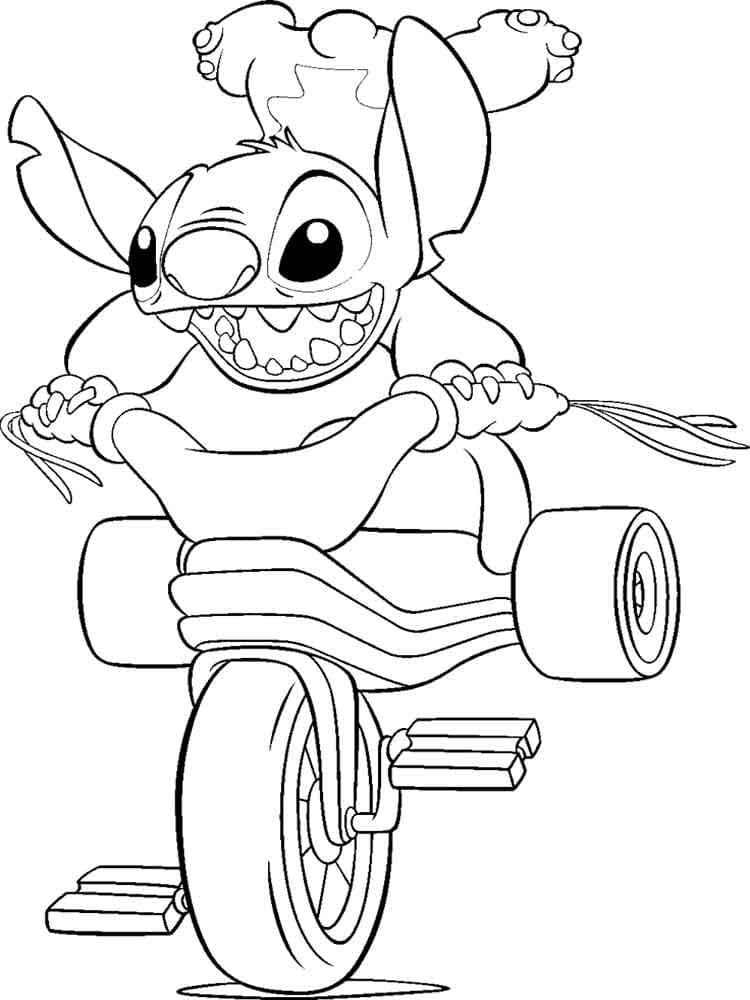 Stitch en un ciclomotor