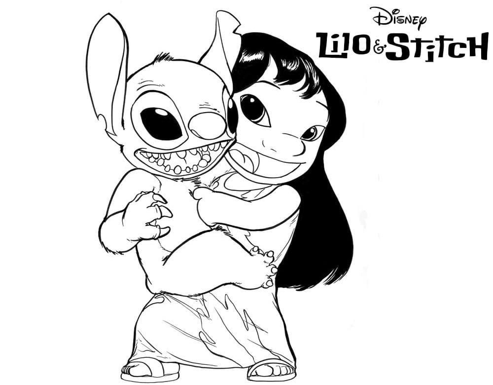 Lilo y Stitch se abrazan