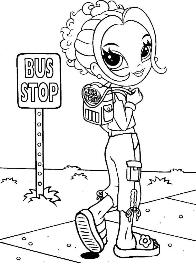 Lisa Frank en la parada del autobús