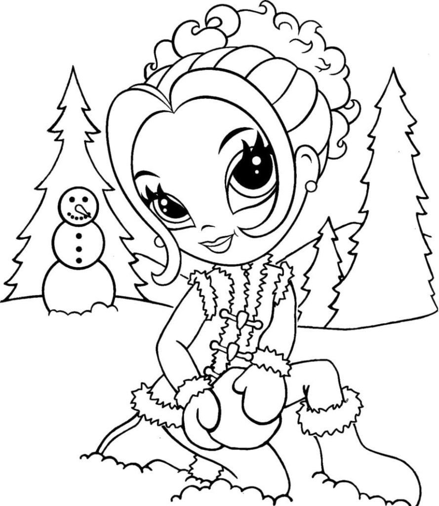 Lisa Frank hace un muñeco de nieve