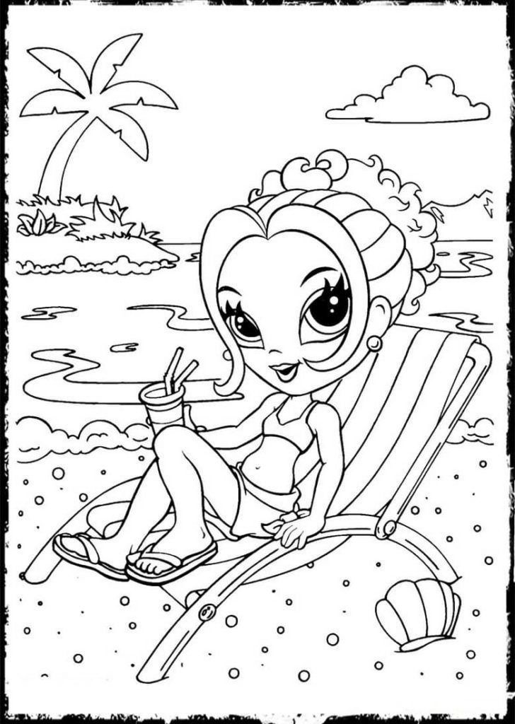 Lisa Frank tomando el sol en la playa