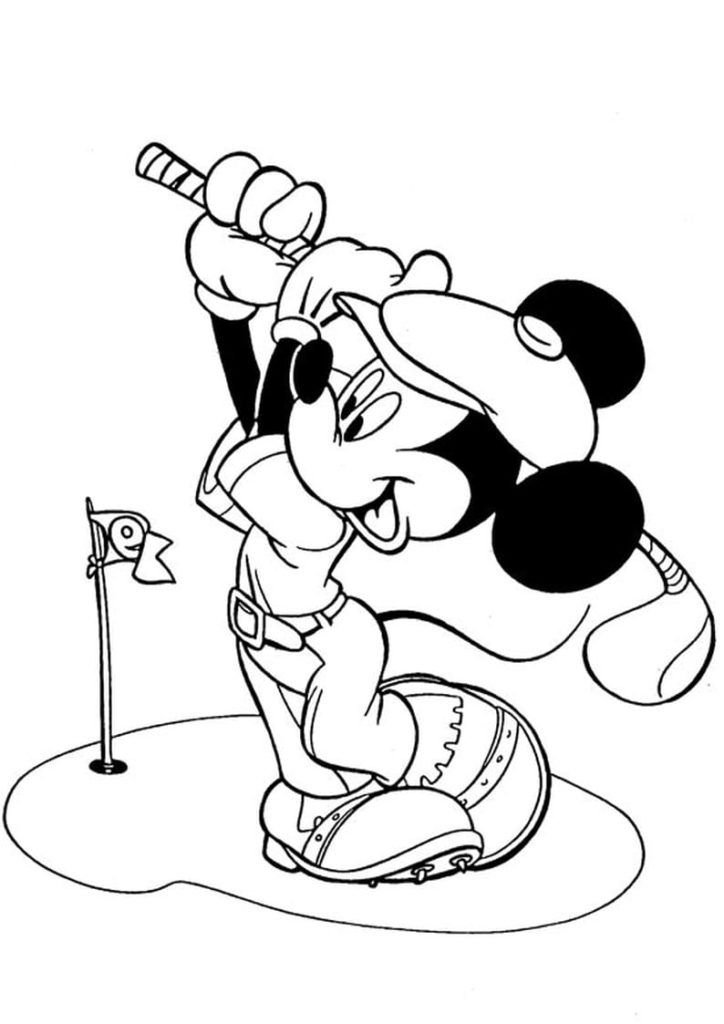 Mickey mouse jugando al golf