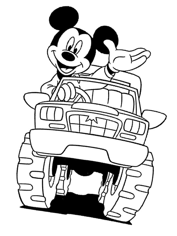 Mickey Mouse en un jeep
