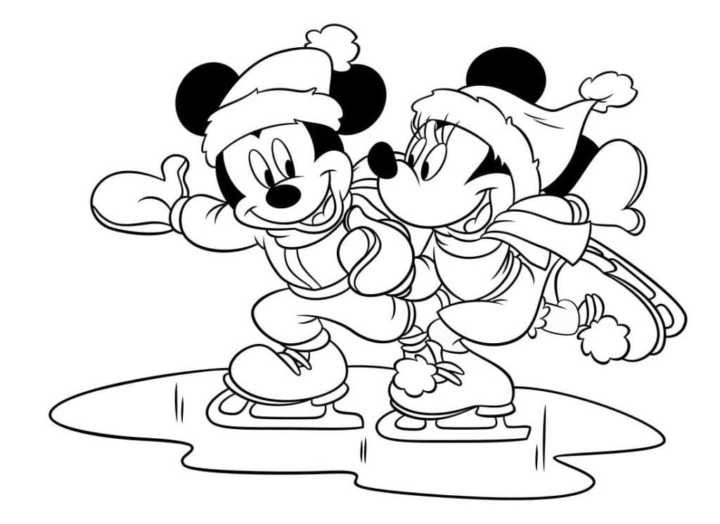 Mickey Mouse y Minnie estÃ¡n patinando sobre hielo