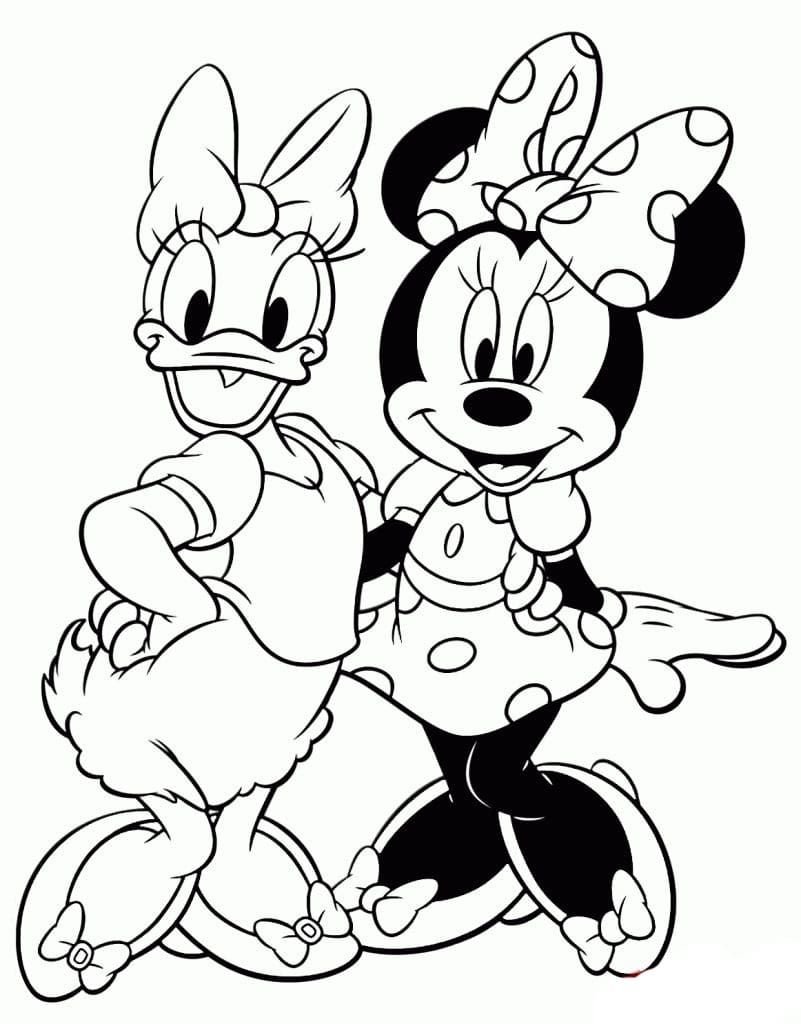 Dibujo de Minnie y Daisy para colorear