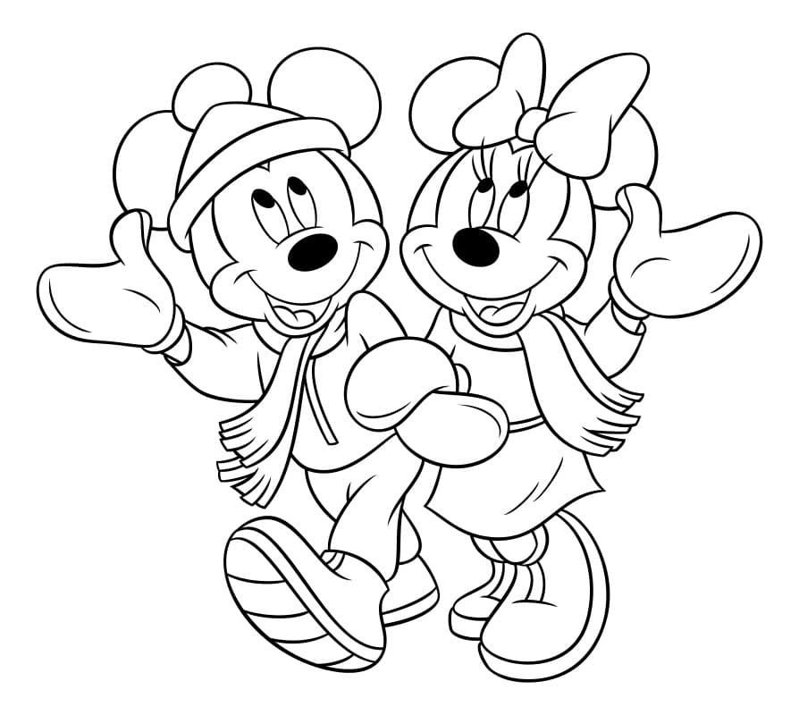 Mickey y Minnie están caminando en el parque