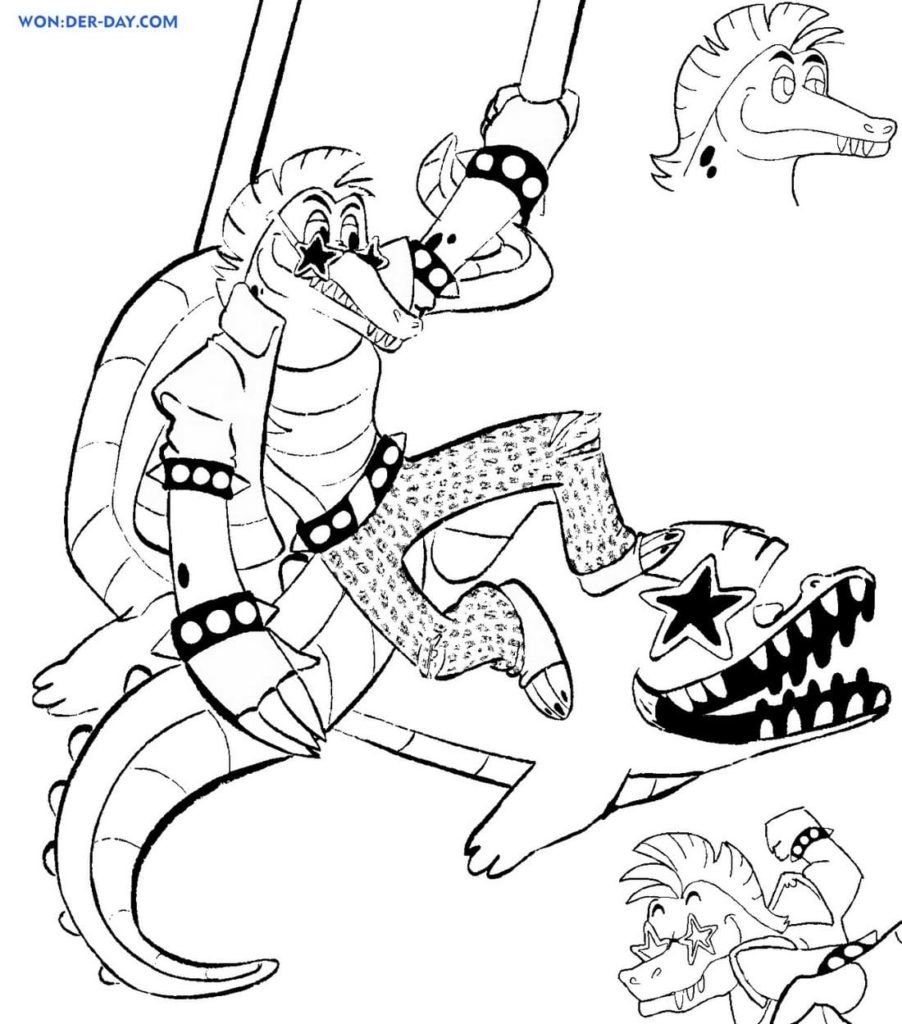 Dibujo divertido de Montgomery Gator para colorear