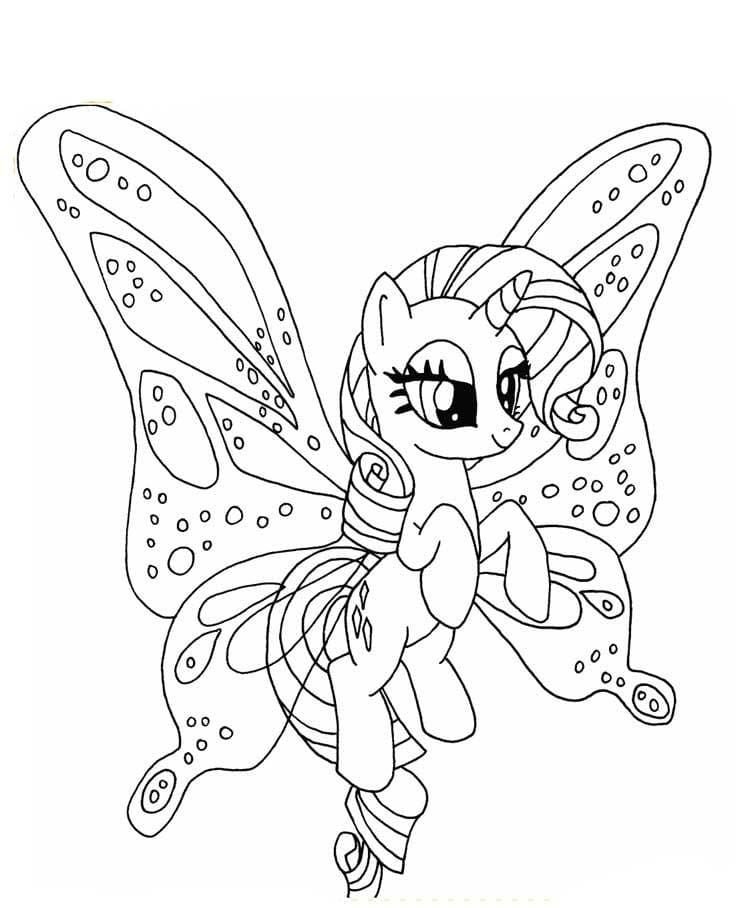 Pony con alas de mariposa