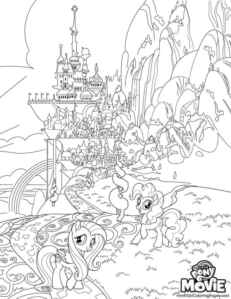 Pinkie Pie y Fluttershy cerca del castillo