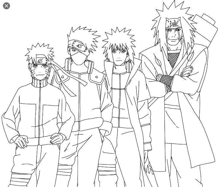 Naruto, Kakashi, Minato y Jiraiya