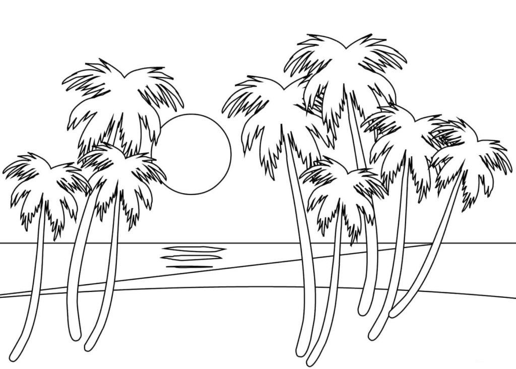 Paisaje marino con palmeras