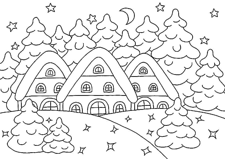 Dibujos de Invierno para colorear para niños de 5 años