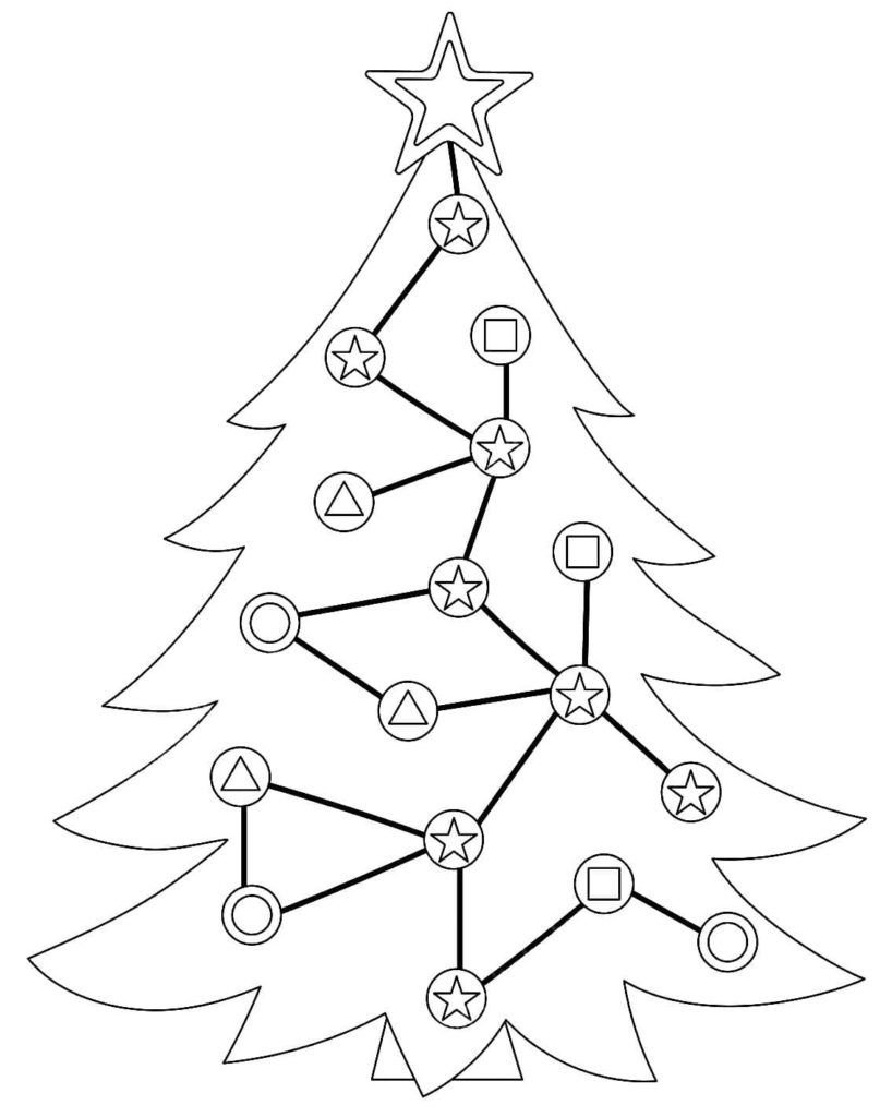 Árbol de navidad con guirnalda de formas geométricas