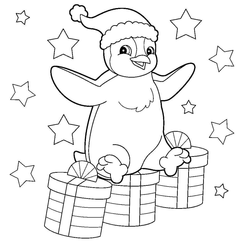 Pingüino con regalos