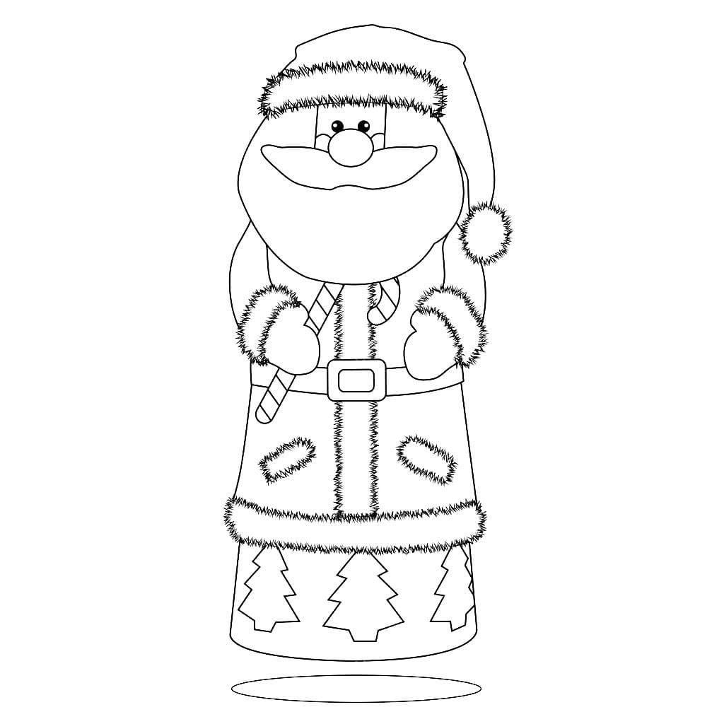 Papá Noel con abrigo de piel y bastón de caramelo