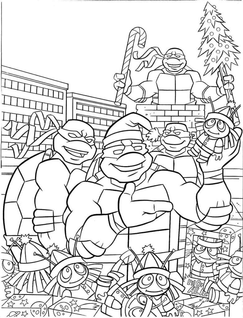 Tortugas Ninja de Navidad con regalos