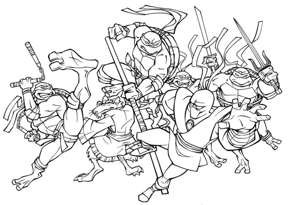 Los personajes principales de la serie animada sobre las Tortugas Ninja.